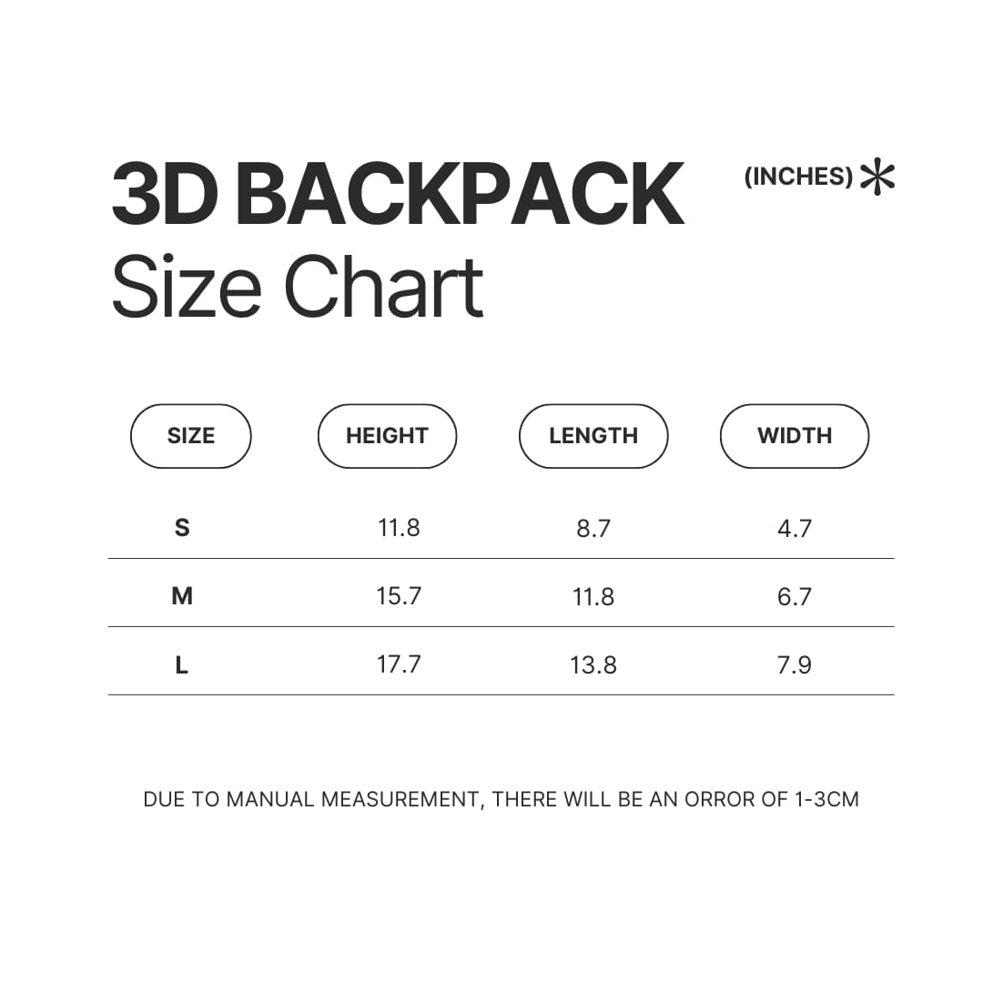 3D Backpack Size Chart - Haikyuu AU Store