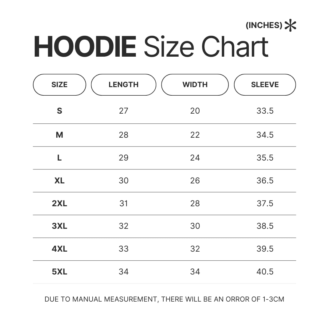 Hoodie Size Chart - Haikyuu AU Store
