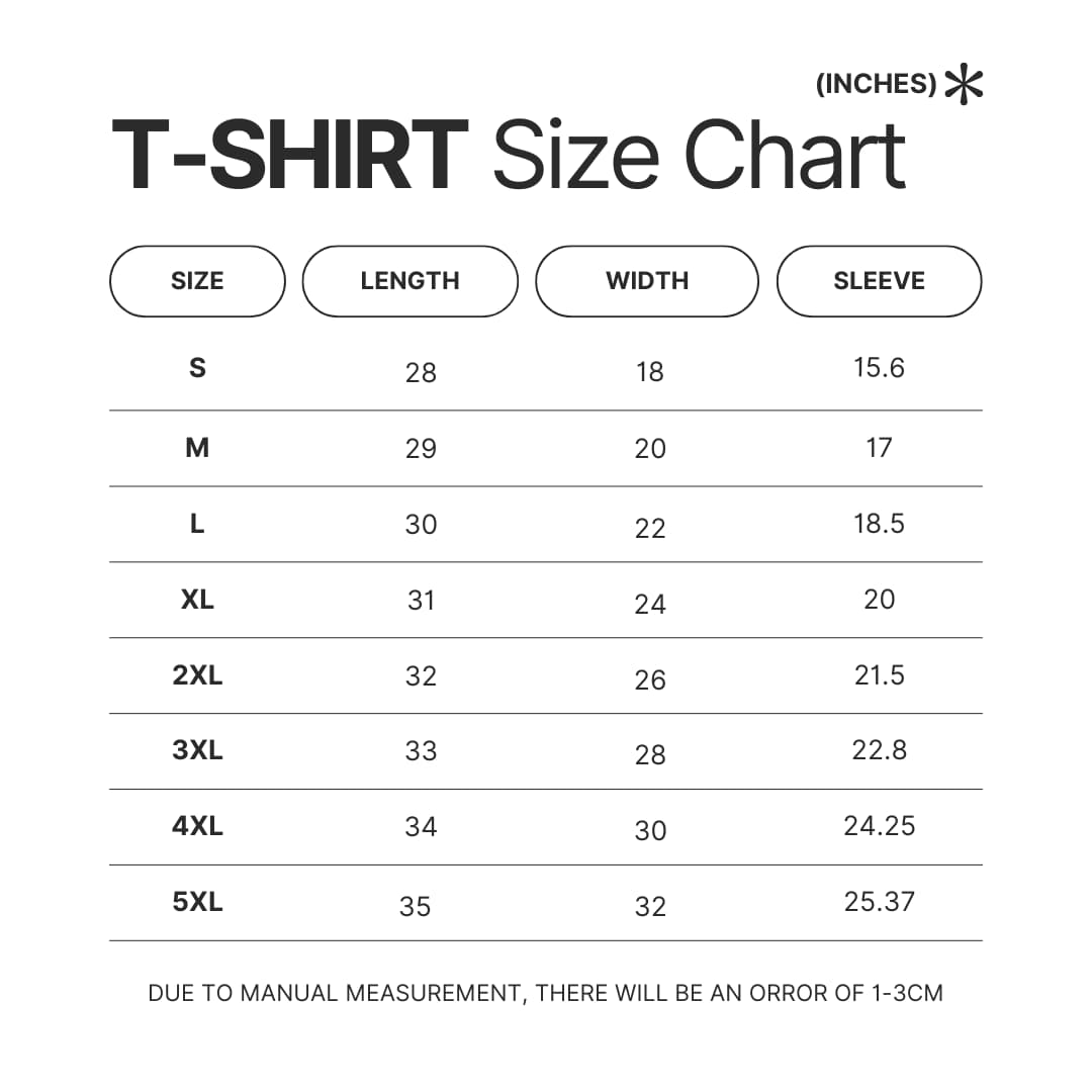 T shirt Size Chart - Haikyuu AU Store