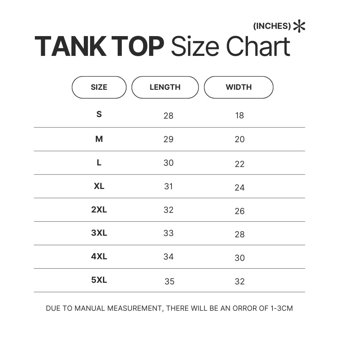 Tank Top Size Chart - Haikyuu AU Store