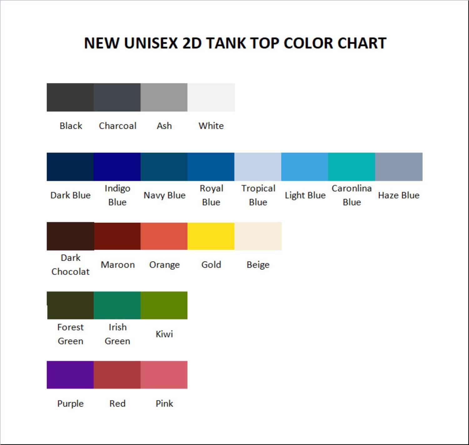 tank top color chart - Haikyuu AU Store