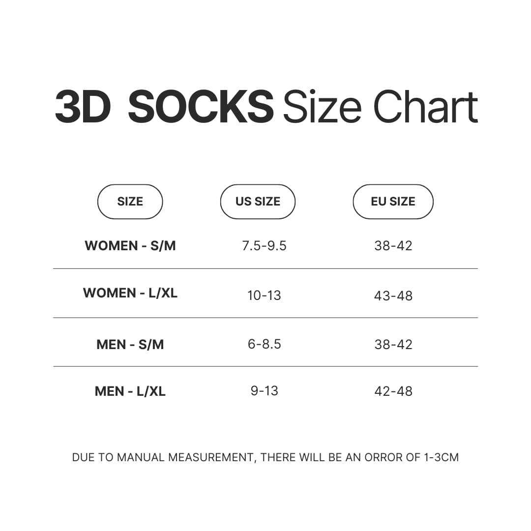 3D Socks Size Chart - Haikyuu AU Store