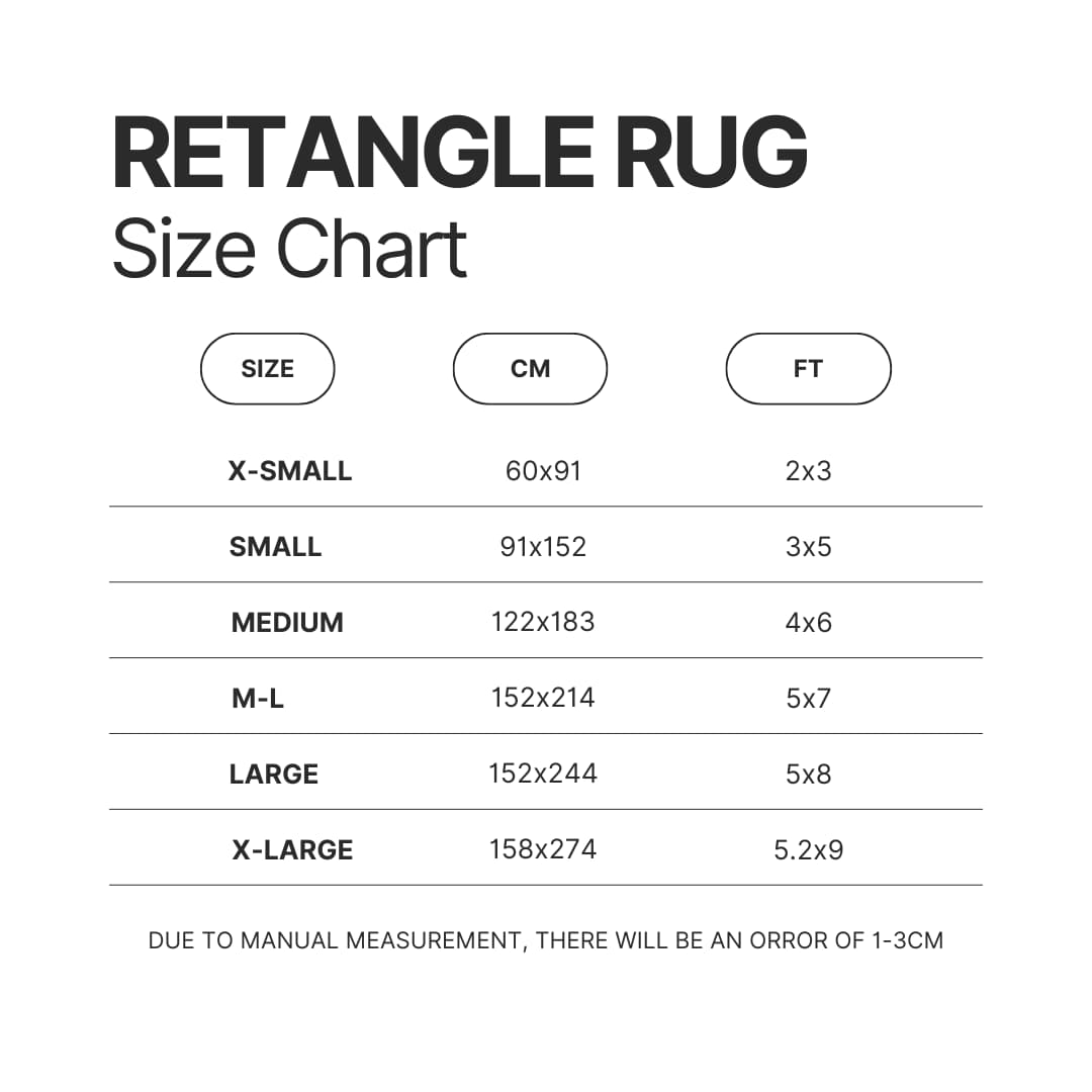 Retangle Rug Size Chart - Haikyuu AU Store
