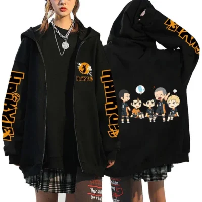 Karasuno Haikyuu Fearless Crow Zipper Hoodie