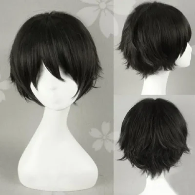 Anime Haikyuu !! Keiji Akaashi Synthetic Short Black Hair Costume Wig