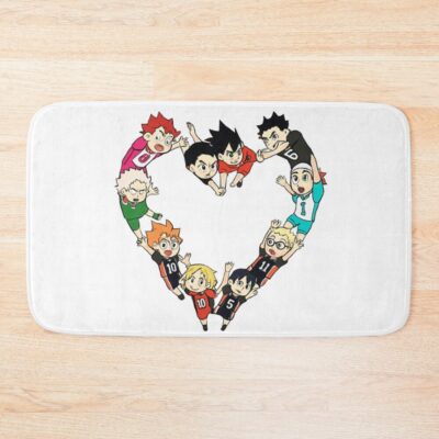 Haikyuu Characters Heart Collage Bath Mat