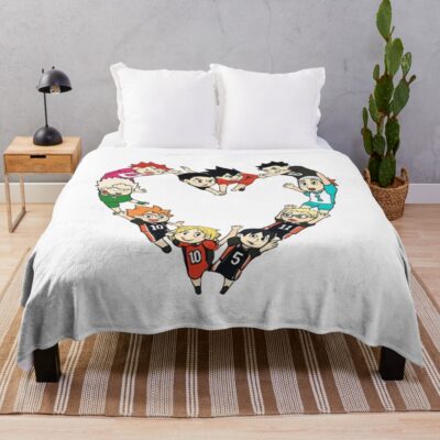 Haikyuu Characters Heart Collage Throw Blanket