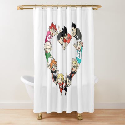 Haikyuu Characters Heart Collage Shower Curtain